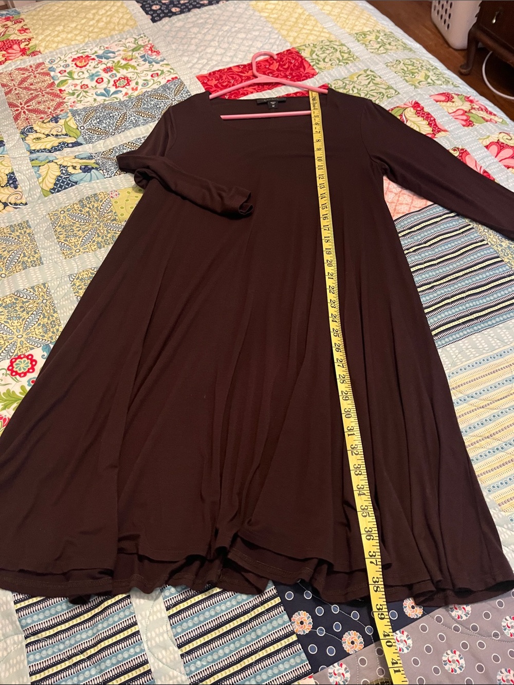 Karen Kane Chocolate Brown 3/4 Sleeve A-Line Dress